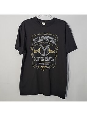 NWT Black Weathered Yellowstone Dutton Ranch T-Shirt, Size Large